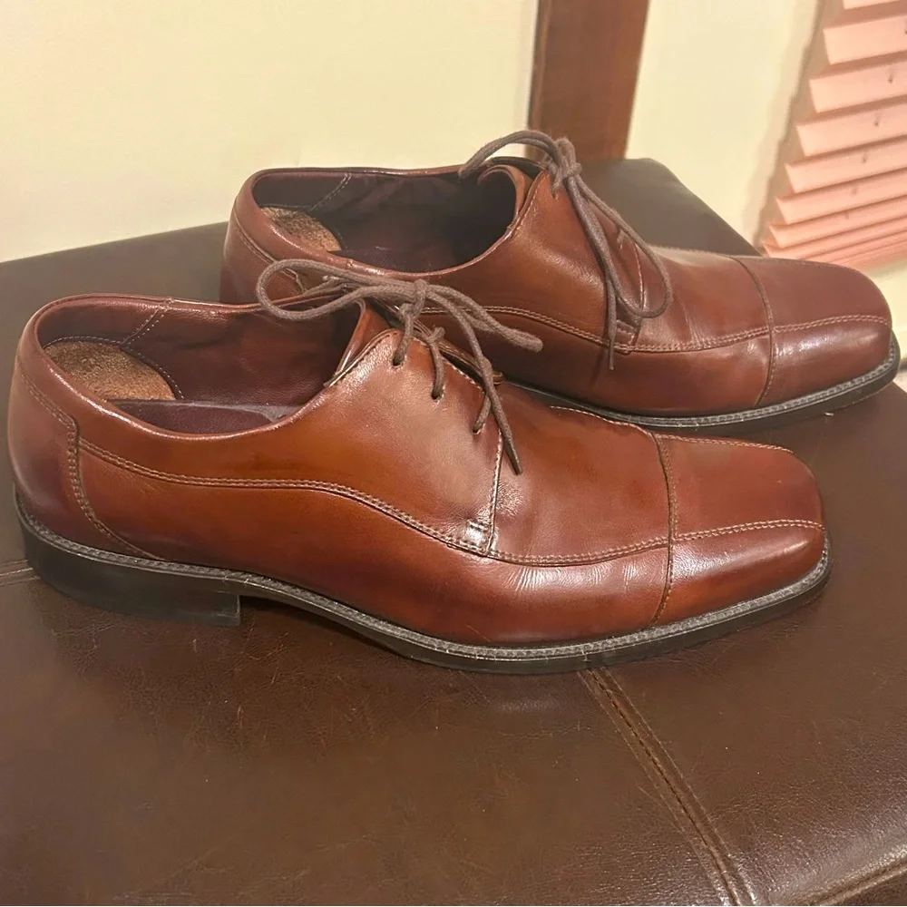 Johnston & Murphy 20-7510 Leather Square Cap Toe Lace Up Oxford Brown Men’s 10.5
